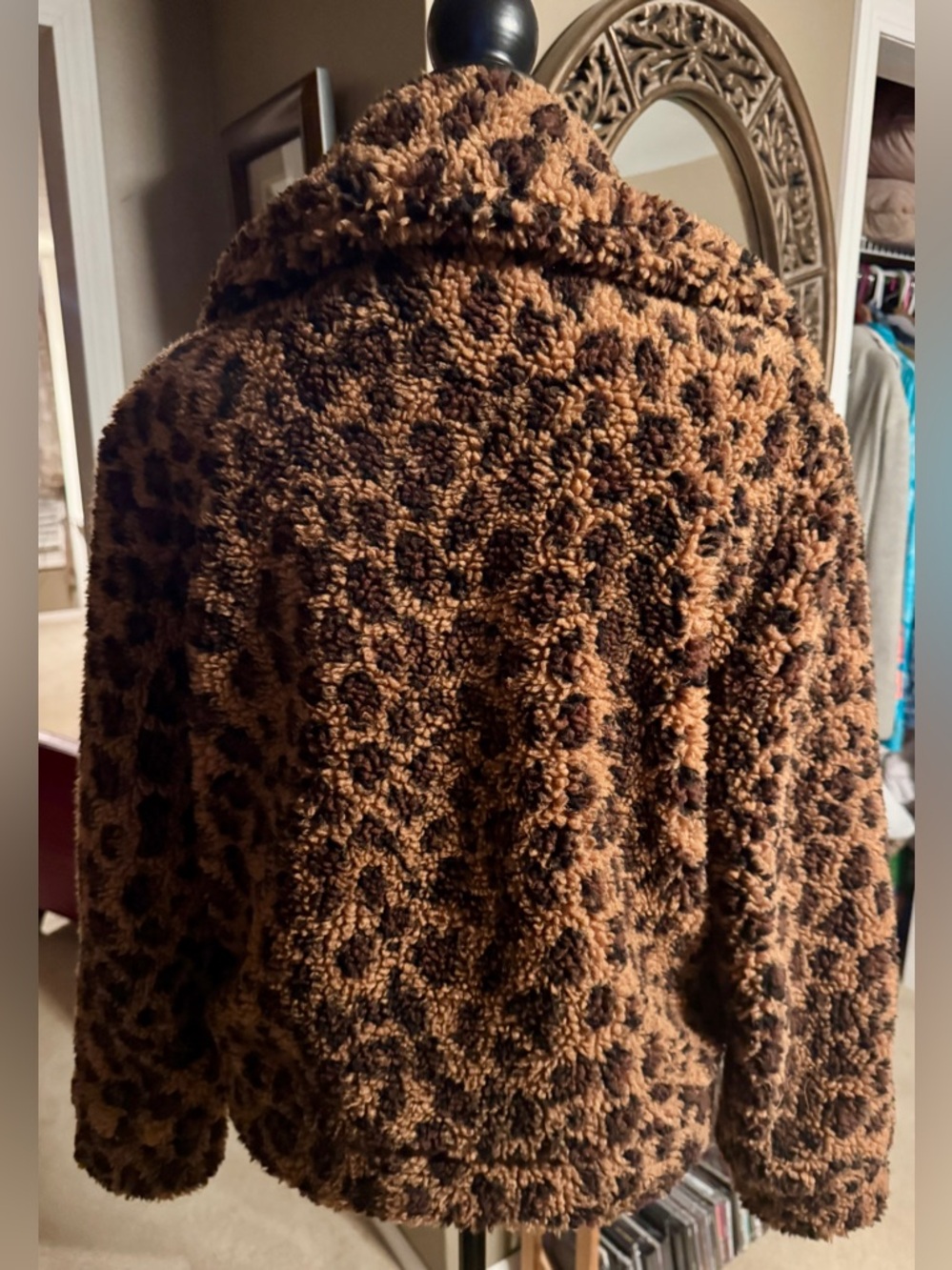 BB Dakota Brown Leopard Teddy Zip-Up Jacket - Picture 2 of 3